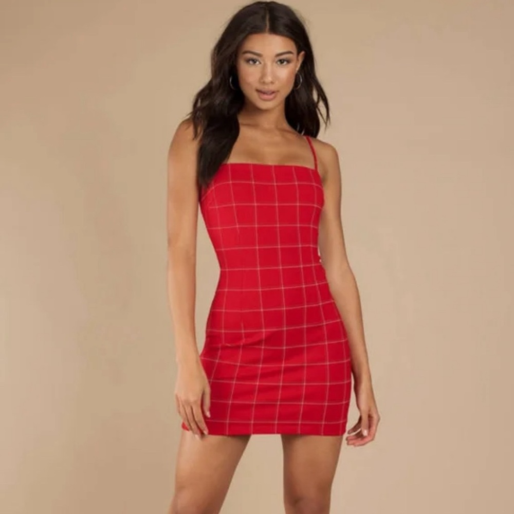 Tiger Mist red take on plaid mini dress
